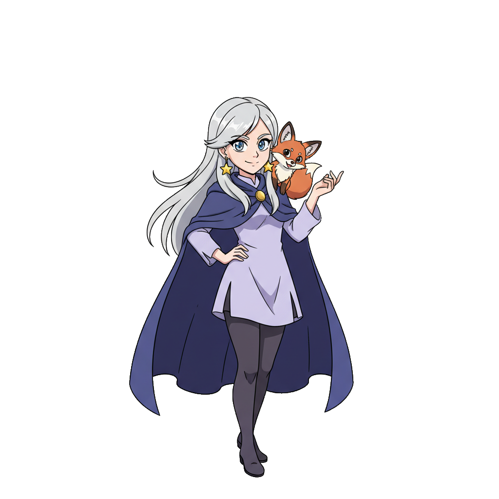 Moon witch with familiar fox — Anime