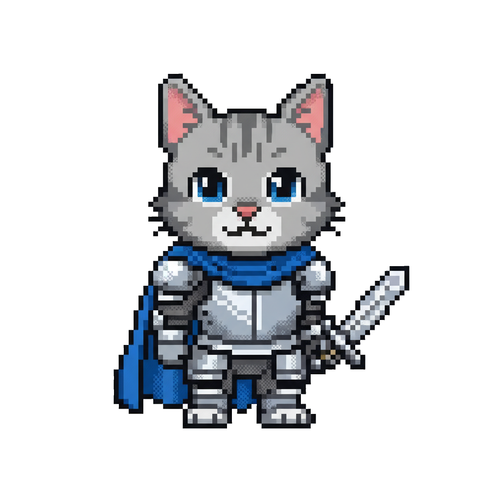 Knight cat sprite — Pixel